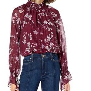 Ramy Brook Floral Burgundy Blouse